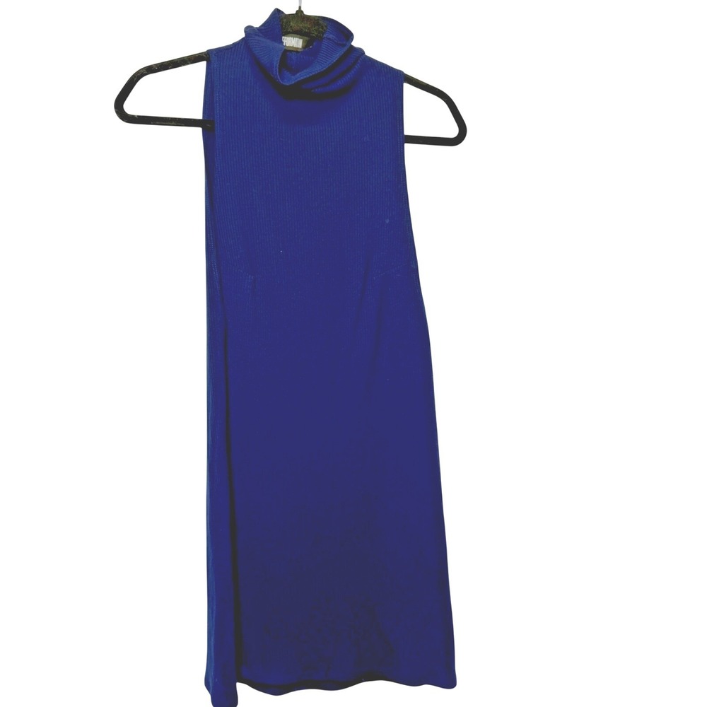 Reformation Ribbed Turtleneck Dress Women XS Blue Chic Bodycon Quiet Luxury